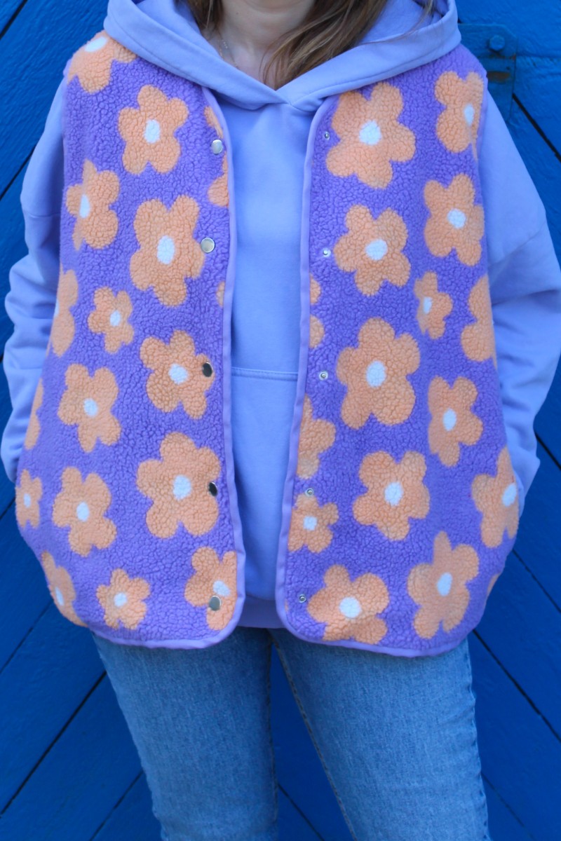 Kamizelka "Pomarańczowe kwiaty" baranek